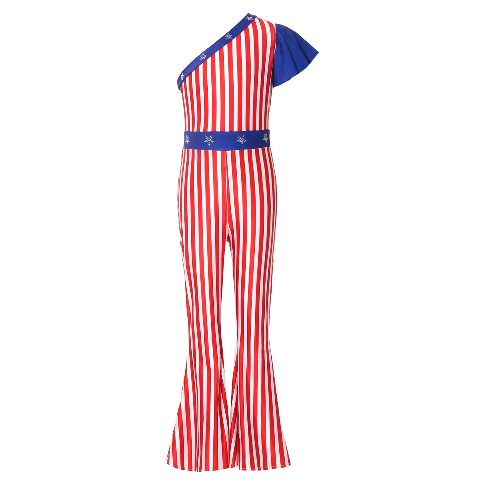 Kids Girls Halloween Independence Day Romper Striped Sparkly Stars One Shoulder Ruffled Sleeve Flared Pants Jumpsuit Bodysuit
Kids Girls Halloween Independence Day Romper Striped Sparkly Stars One Shoulder Ruffled Sleeve Flared Pants Jumpsuit Bodysuit
