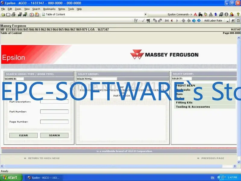 Каталог запасных частей Massey Ferguson EPC-SOFTWARE 2022, Великобритания + SA + NA
Каталог запасных частей Massey Ferguson EPC-SOFTWARE 2022, Великобритания + SA + NA