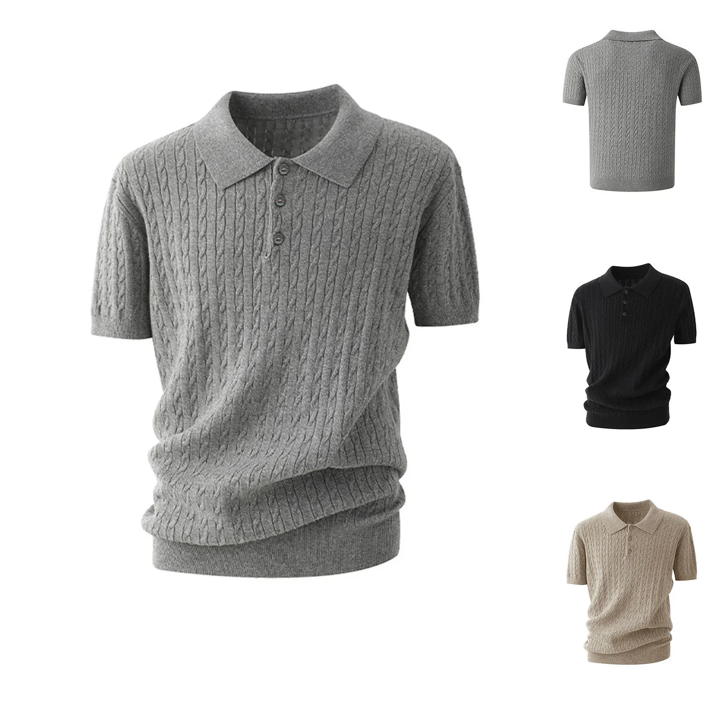 POLO Knitted Shirt, Short-Sleeved T-Shirt Men, With A Turn-Down Collar And Textured Twist Design, In The Old Money Style, Made
POLO Knitted Shirt, Short-Sleeved T-Shirt Men, With A Turn-Down Collar And Textured Twist Design, In The Old Money Style, Made