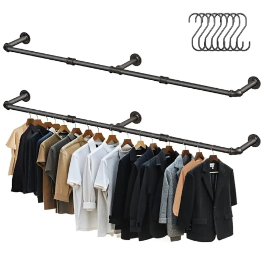 Aduanbang 64.9in Industrial Pipe Wall Mounted Clothes Rack, Heavy Duty Detachable Iron Garment Bar, Rustic Space-Saving Hanging
Aduanbang 64.9in Industrial Pipe Wall Mounted Clothes Rack, Heavy Duty Detachable Iron Garment Bar, Rustic Space-Saving Hanging