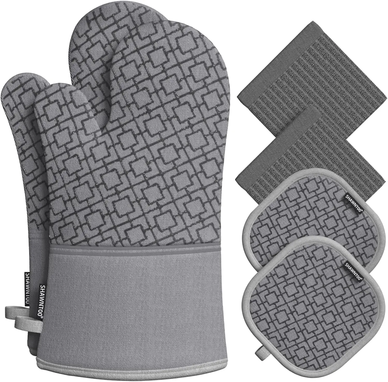6-Piece Oven Mitts and Pot Holders Set, Heat Resistant up to 550°F, Non-Slip Silicone, Grey
6-Piece Oven Mitts and Pot Holders Set, Heat Resistant up to 550°F, Non-Slip Silicone, Grey