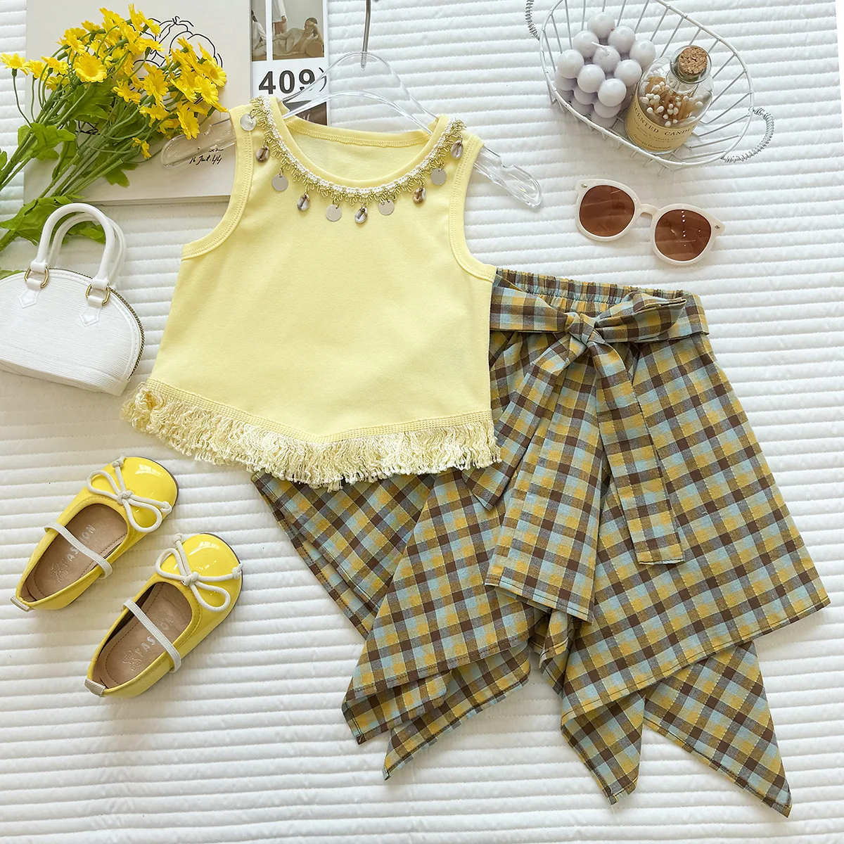 2 Piece Set 2026 Girls' Summer New Korean Tank Top Irregular Short Skirt Baby Vacation Style Suit
2 Piece Set 2026 Girls' Summer New Korean Tank Top Irregular Short Skirt Baby Vacation Style Suit