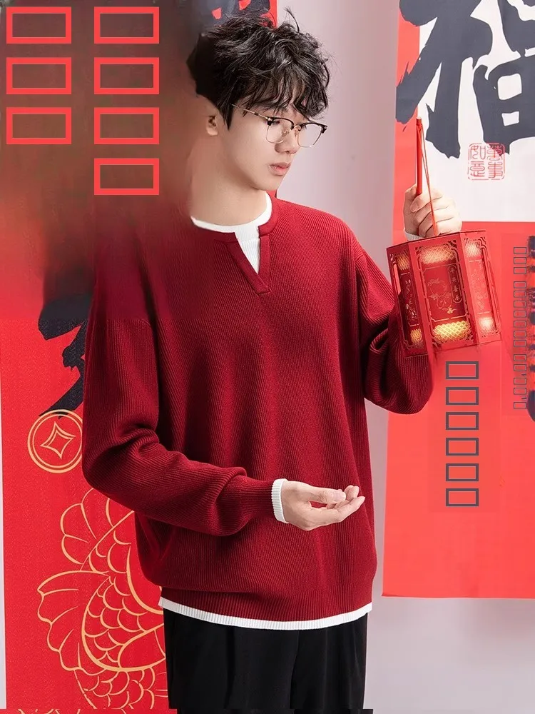 Новинка! Мужской вязаный свитер с V-образным вырезом, красный, осенне-зимний, утепленный, базовый слой, модный бренд, повседневная трикотажная одежда.
Новинка! Мужской вязаный свитер с V-образным вырезом, красный, осенне-зимний, утепленный, базовый слой, модный бренд, повседневная трикотажная одежда.