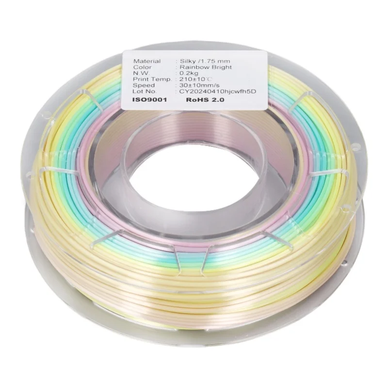 1.75mm PLA Filament Multicolor Bright Silk Gradient Filament 3D Printing Modeling Consumable 200g
1.75mm PLA Filament Multicolor Bright Silk Gradient Filament 3D Printing Modeling Consumable 200g