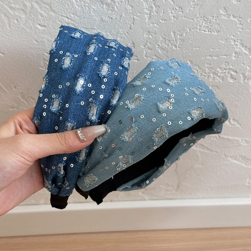 Vintage sequined denim headband girl versatile heightening cranial top sponge going out pressing hairpin wide hair accessories
Vintage sequined denim headband girl versatile heightening cranial top sponge going out pressing hairpin wide hair accessories