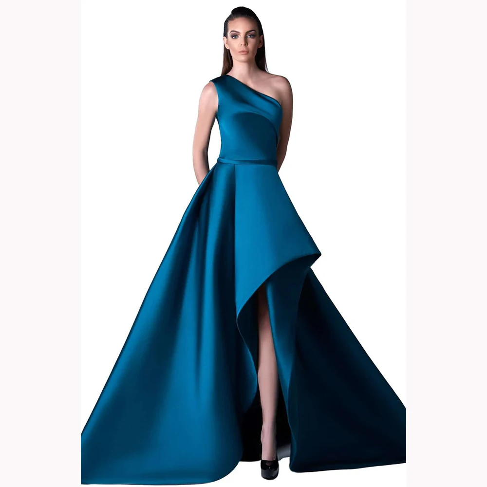 Dark Blue Women Dresses Customized Modern Minimalist Satin Prom Gowns One Shoulder Chic Simple A-line Elegant Wedding Dresses
Dark Blue Women Dresses Customized Modern Minimalist Satin Prom Gowns One Shoulder Chic Simple A-line Elegant Wedding Dresses