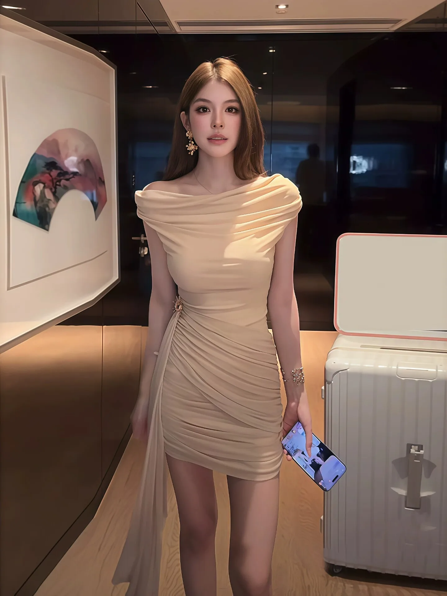 Sexy Pure Desire Shoulder Bared Pleated Dress Slim Fit Sleeveless Show Body Short Skirt for Young Women City Commuting Business
Sexy Pure Desire Shoulder Bared Pleated Dress Slim Fit Sleeveless Show Body Short Skirt for Young Women City Commuting Business