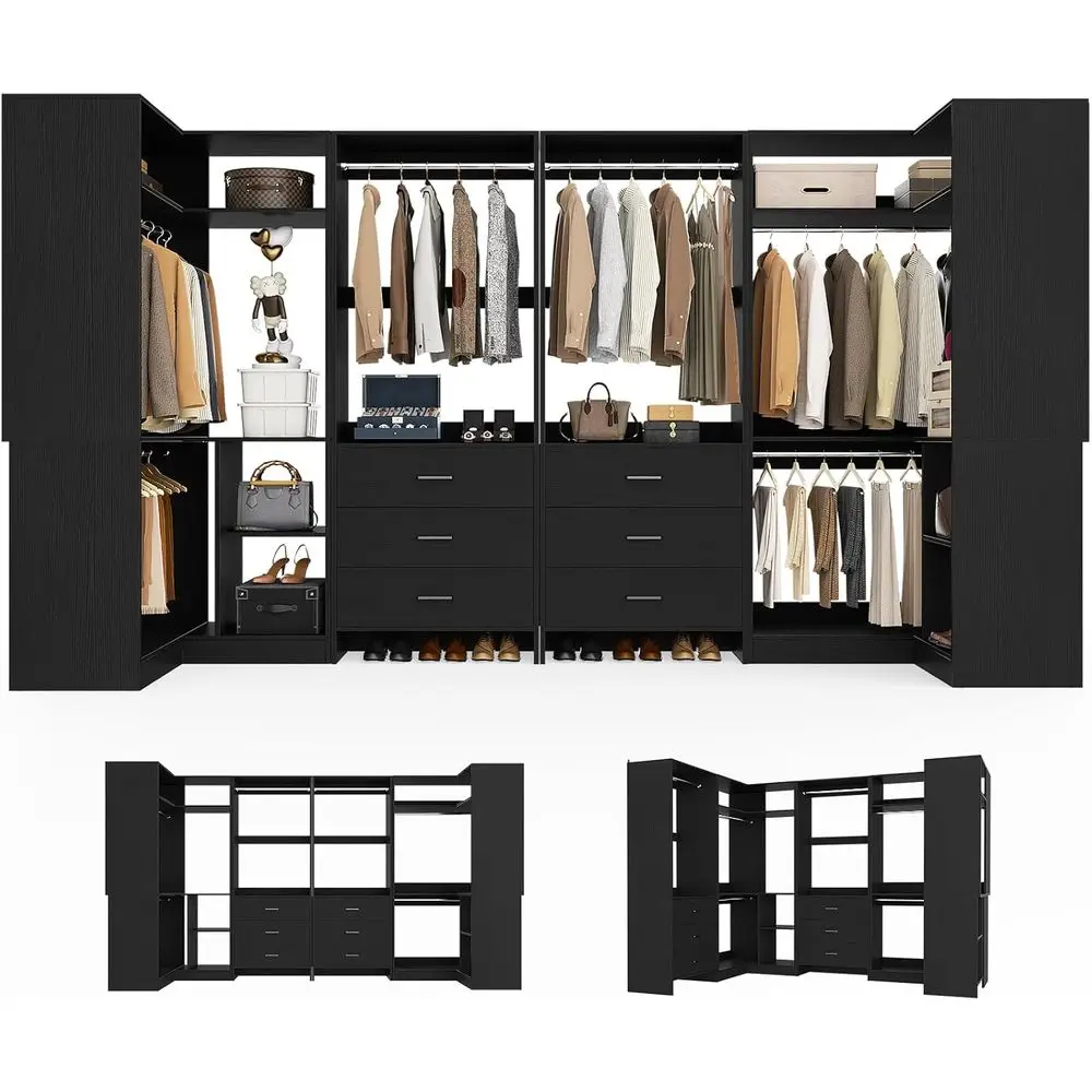6-Shelf 6-Rod Tower Walk-In Closet Organizer, 112.5 U-Shaped, 2000+ lbs Capacity, Set of 4, Black
6-Shelf 6-Rod Tower Walk-In Closet Organizer, 112.5 U-Shaped, 2000+ lbs Capacity, Set of 4, Black