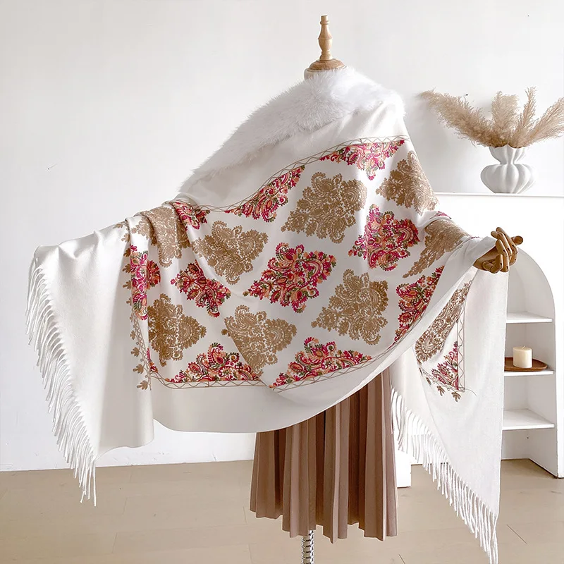 Роскошный шаль с меховым воротником, зимний теплый кашемировый шарф, женское модное одеяло из пашмины с вышивкой, толстые шарфы, накидки
Роскошный шаль с меховым воротником, зимний теплый кашемировый шарф, женское модное одеяло из пашмины с вышивкой, толстые шарфы, накидки