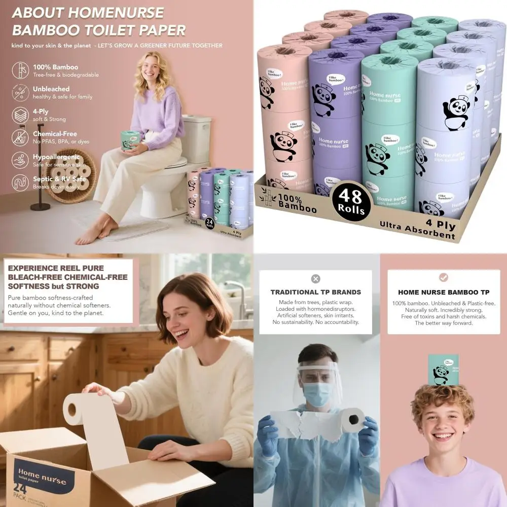 Eco-Friendly 4-Ply Bamboo Toilet Paper, 48 Rolls, Unbleached, Septic Safe, Lint-Free, Suitable for All Toilets
Eco-Friendly 4-Ply Bamboo Toilet Paper, 48 Rolls, Unbleached, Septic Safe, Lint-Free, Suitable for All Toilets