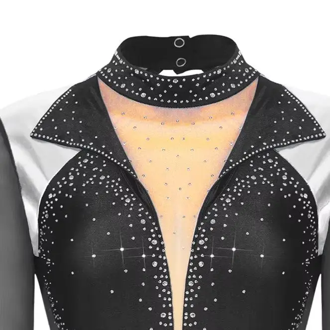 Women Gymnastics Dance Bodysuit Figure Skating Sparkly Rhinestones Mesh Long Sleeve Metallic Shiny Patchwork Backless Leotard
Women Gymnastics Dance Bodysuit Figure Skating Sparkly Rhinestones Mesh Long Sleeve Metallic Shiny Patchwork Backless Leotard