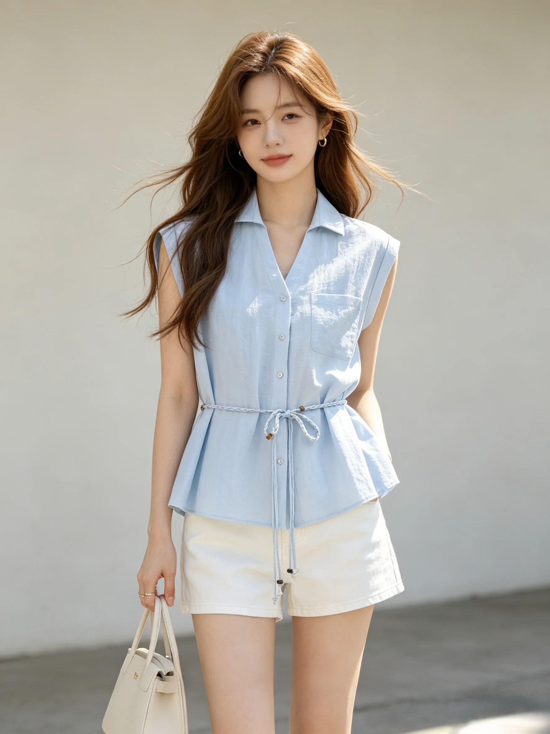 Blue Anti-Aging Versatile Korean Style High-End Shirt Women's Summer Turn-down Collar Short Sleeve Waist-cinching Blouse Skin...
Blue Anti-Aging Versatile Korean Style High-End Shirt Women's Summer Turn-down Collar Short Sleeve Waist-cinching Blouse Skin...