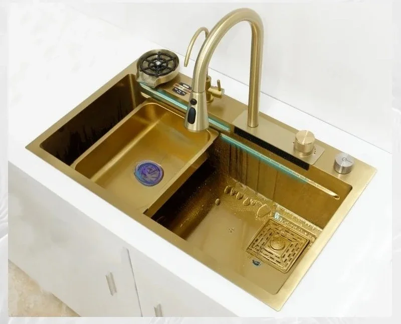 'Gold 304 Stainless Steel Modern Multi functional Large Above Counter Apron Front Installation Waterfall Kitchen Sink
'Gold 304 Stainless Steel Modern Multi functional Large Above Counter Apron Front Installation Waterfall Kitchen Sink