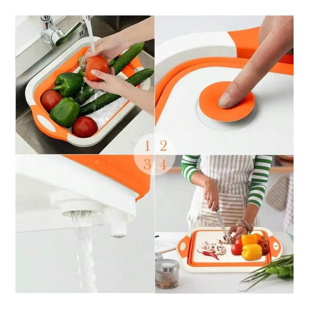 Cutting Board Foldable Chopping Board With Strainer Multifunctional Kitchen Vegetable Washing Basket Silicone Dish Tray For BBQ
Cutting Board Foldable Chopping Board With Strainer Multifunctional Kitchen Vegetable Washing Basket Silicone Dish Tray For BBQ