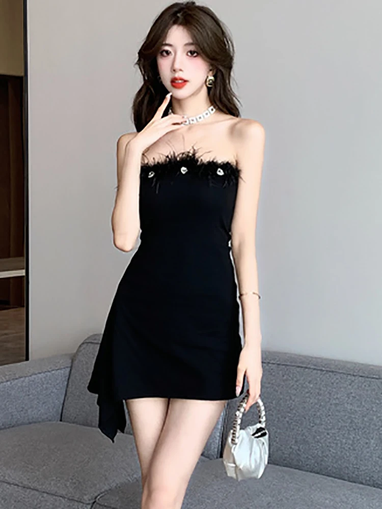 Black Fashion Chic Flocking Chest Wrapping Sexy Mini Dress Women Korean Vintage Hepburn Dress 2023 Summer Elegant Casual Dresses
Black Fashion Chic Flocking Chest Wrapping Sexy Mini Dress Women Korean Vintage Hepburn Dress 2023 Summer Elegant Casual Dresses