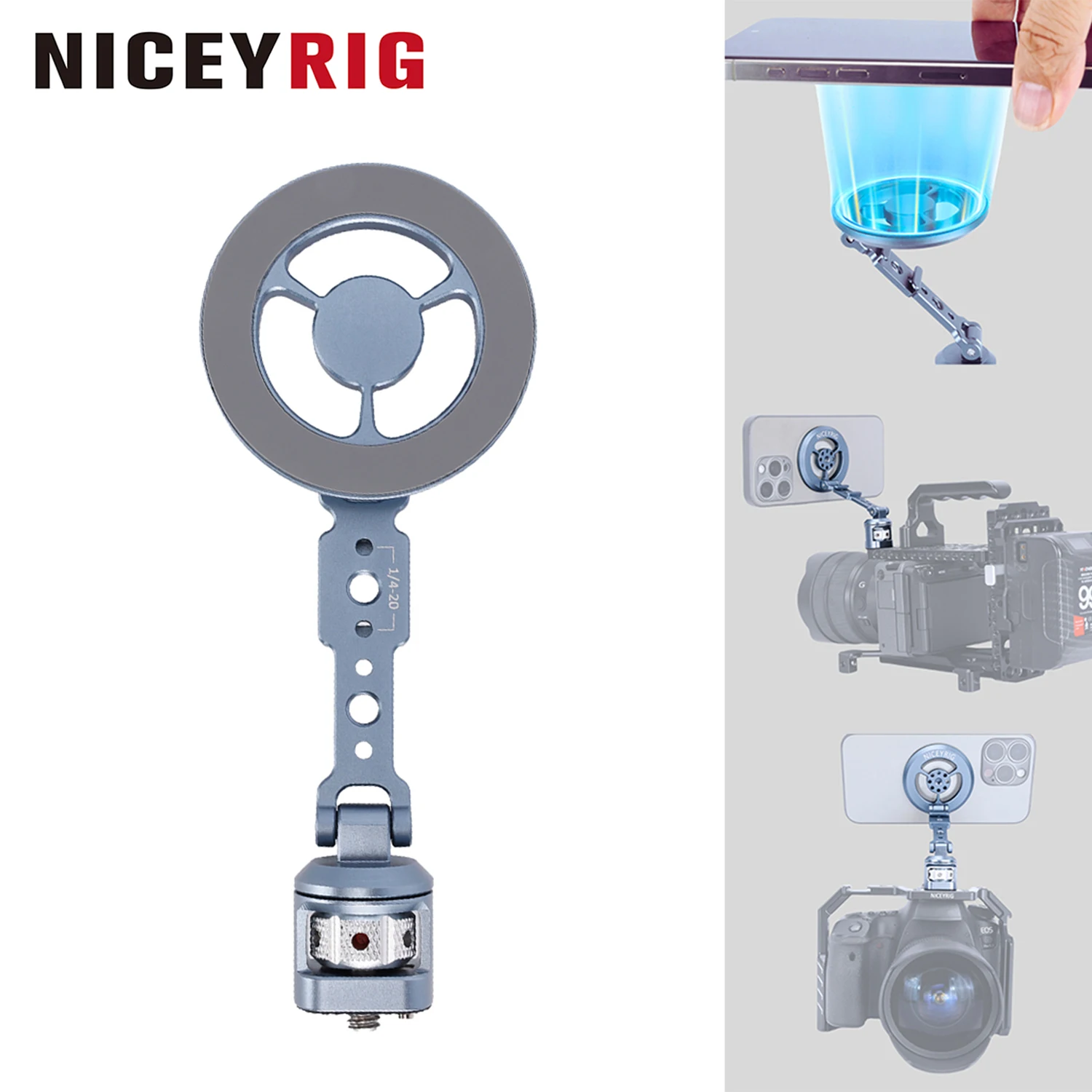 Niceyrig Magnetic Phone Mount Holder Mental Bracket with 1/4 Screw Compatible with Magsafe Adaptor for Monopod Selfie Stick
Niceyrig Magnetic Phone Mount Holder Mental Bracket with 1/4 Screw Compatible with Magsafe Adaptor for Monopod Selfie Stick
