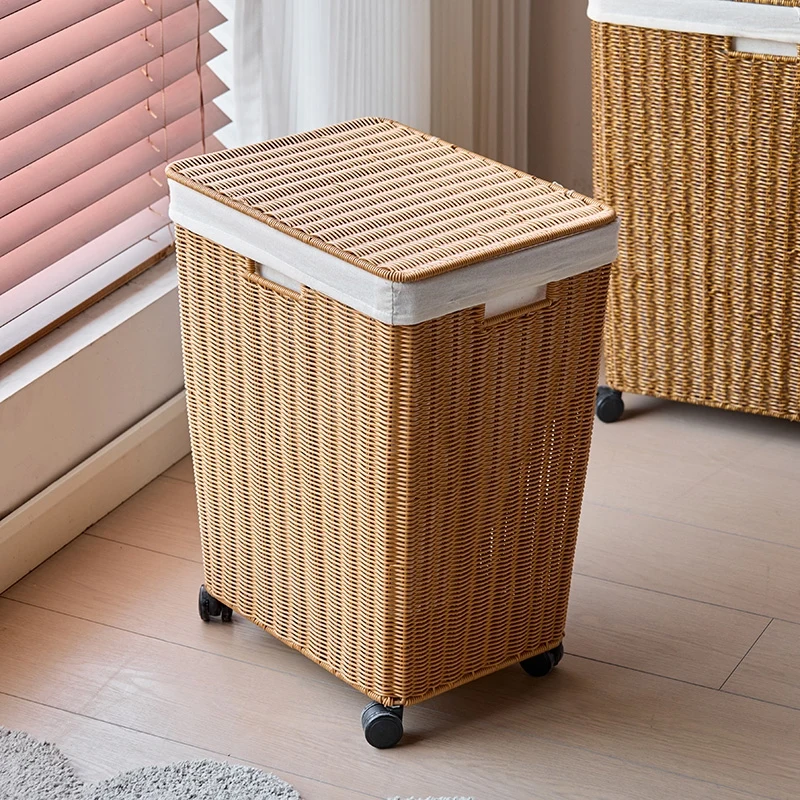 Stylish Bedroom Laundry Hamper Rolling Clothes Bin with Cover Imitation Rattan Bathroom Organizer Breathable Fabric Baskets
Stylish Bedroom Laundry Hamper Rolling Clothes Bin with Cover Imitation Rattan Bathroom Organizer Breathable Fabric Baskets