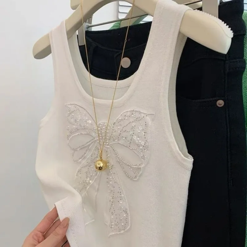 Bow Cropped Suspender Knitted Vest Outfit Women's Inner Wear Sleeveless Wide Shoulder Strap 2025 Summer New Tank Top
Bow Cropped Suspender Knitted Vest Outfit Women's Inner Wear Sleeveless Wide Shoulder Strap 2025 Summer New Tank Top
