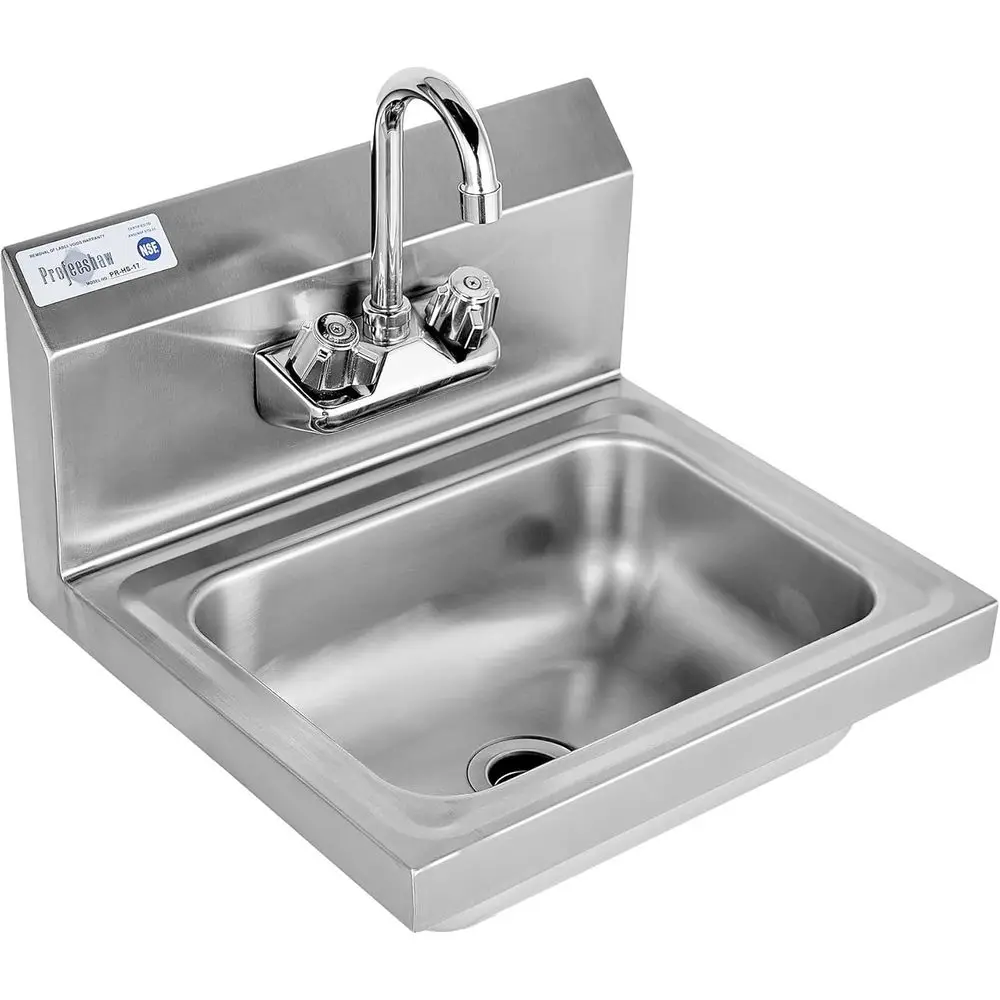 17x15 Inch Wall-Mounted Stainless Steel Utility Sink with Gooseneck Faucet, Drain Basket, Backsplash for Commercial and Home Use
17x15 Inch Wall-Mounted Stainless Steel Utility Sink with Gooseneck Faucet, Drain Basket, Backsplash for Commercial and Home Use