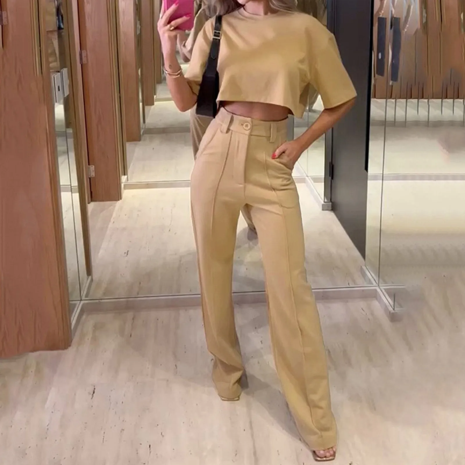 Women 's Fashion Casual 2 Piece Outfits Sets Short Sleeve T Shirt Blouse High Waist Pants Solid Color Crop Top Casual Tracksuit
Women 's Fashion Casual 2 Piece Outfits Sets Short Sleeve T Shirt Blouse High Waist Pants Solid Color Crop Top Casual Tracksuit