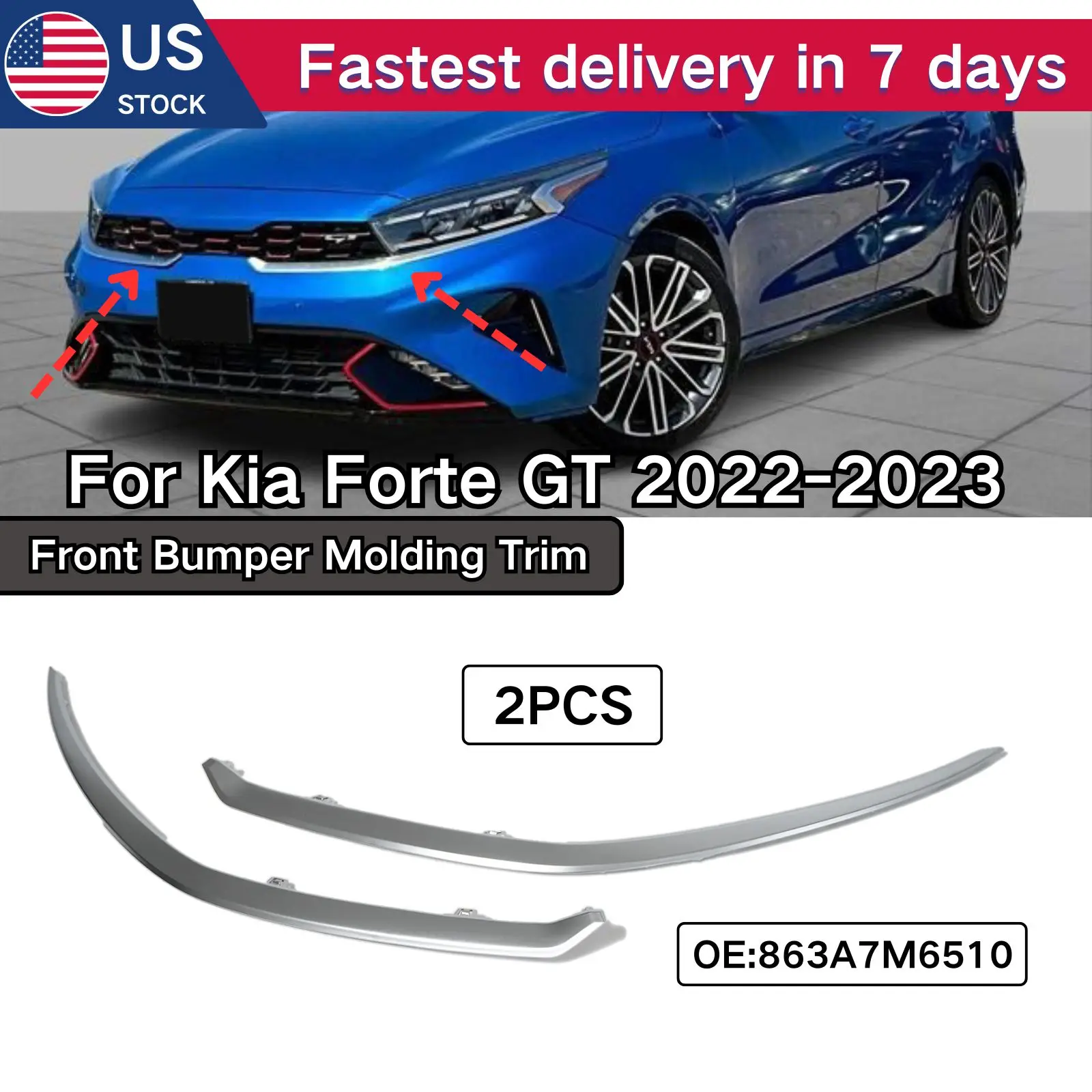 For 2022-2023 Kia Forte GT Front Bumper Grille Molding Trim Chrome Silver Car Accessories 863A7M6510 Body Kit Left Right
For 2022-2023 Kia Forte GT Front Bumper Grille Molding Trim Chrome Silver Car Accessories 863A7M6510 Body Kit Left Right