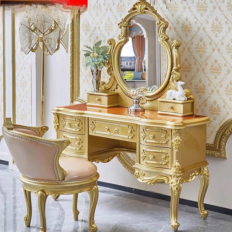 European dressing table Solid wood princess dressing cabinet French engraved bedroom dressing table furniture
European dressing table Solid wood princess dressing cabinet French engraved bedroom dressing table furniture