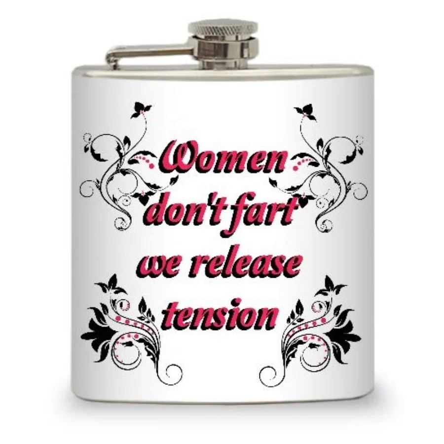 Hip Flask Holding 6 oz - Women Don't Fart Quote Design - Pocket Size, Stainless Steel, Leak Proof, Screw-On Cap - Pink, White,
Hip Flask Holding 6 oz - Women Don't Fart Quote Design - Pocket Size, Stainless Steel, Leak Proof, Screw-On Cap - Pink, White,