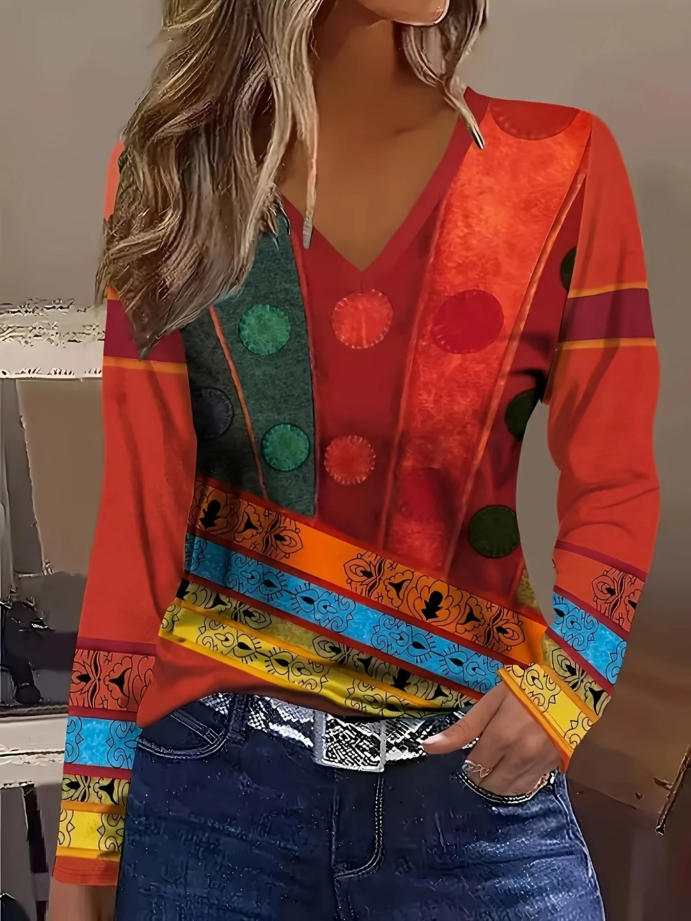 Элегантная повседневная женская футболка больших размеров, модная свободная футболка, женская темпераментная футболка с длинными рукавами, праздничная футболка выходного дня
Элегантная повседневная женская футболка больших размеров, модная свободная футболка, женская темпераментная футболка с длинными рукавами, праздничная футболка выходного дня