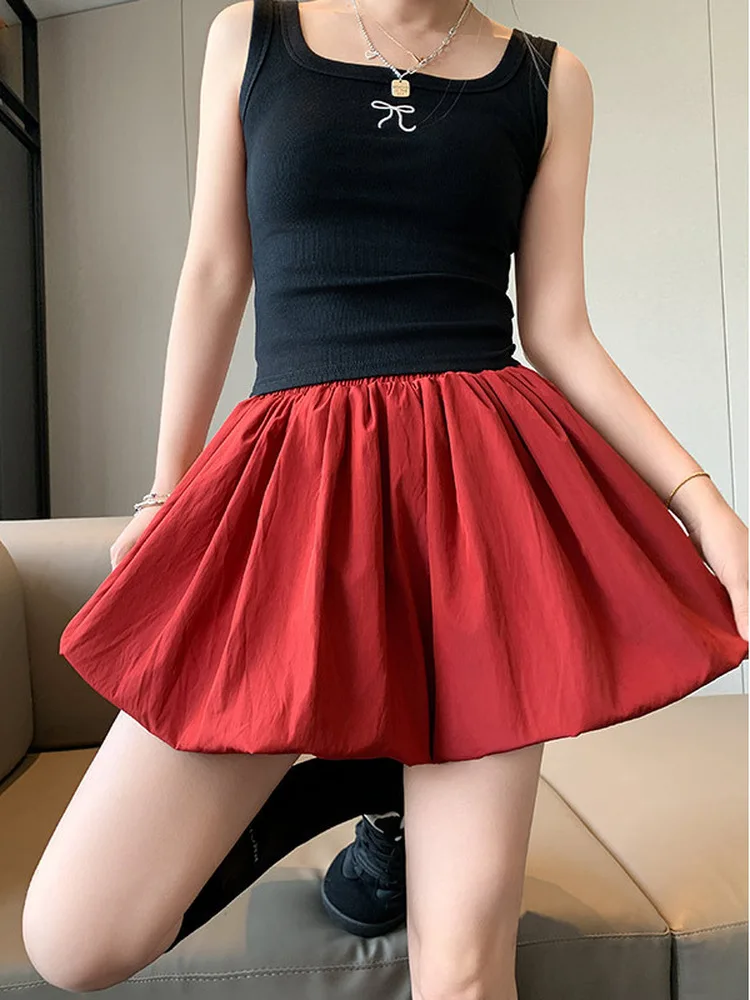 Red Flower Bud Skirt Women's Summer A-Line Cake Skirt Pleated Puffy Sweet Small Size High Waist Pure Color Polyester Fiber
Red Flower Bud Skirt Women's Summer A-Line Cake Skirt Pleated Puffy Sweet Small Size High Waist Pure Color Polyester Fiber