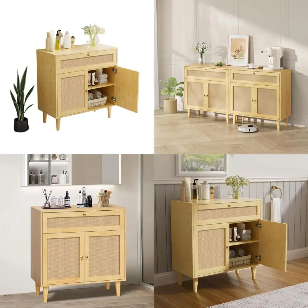 Rattan-Decorated Storage Cabinet for Modern Bathroom and Living Spaces
Rattan-Decorated Storage Cabinet for Modern Bathroom and Living Spaces