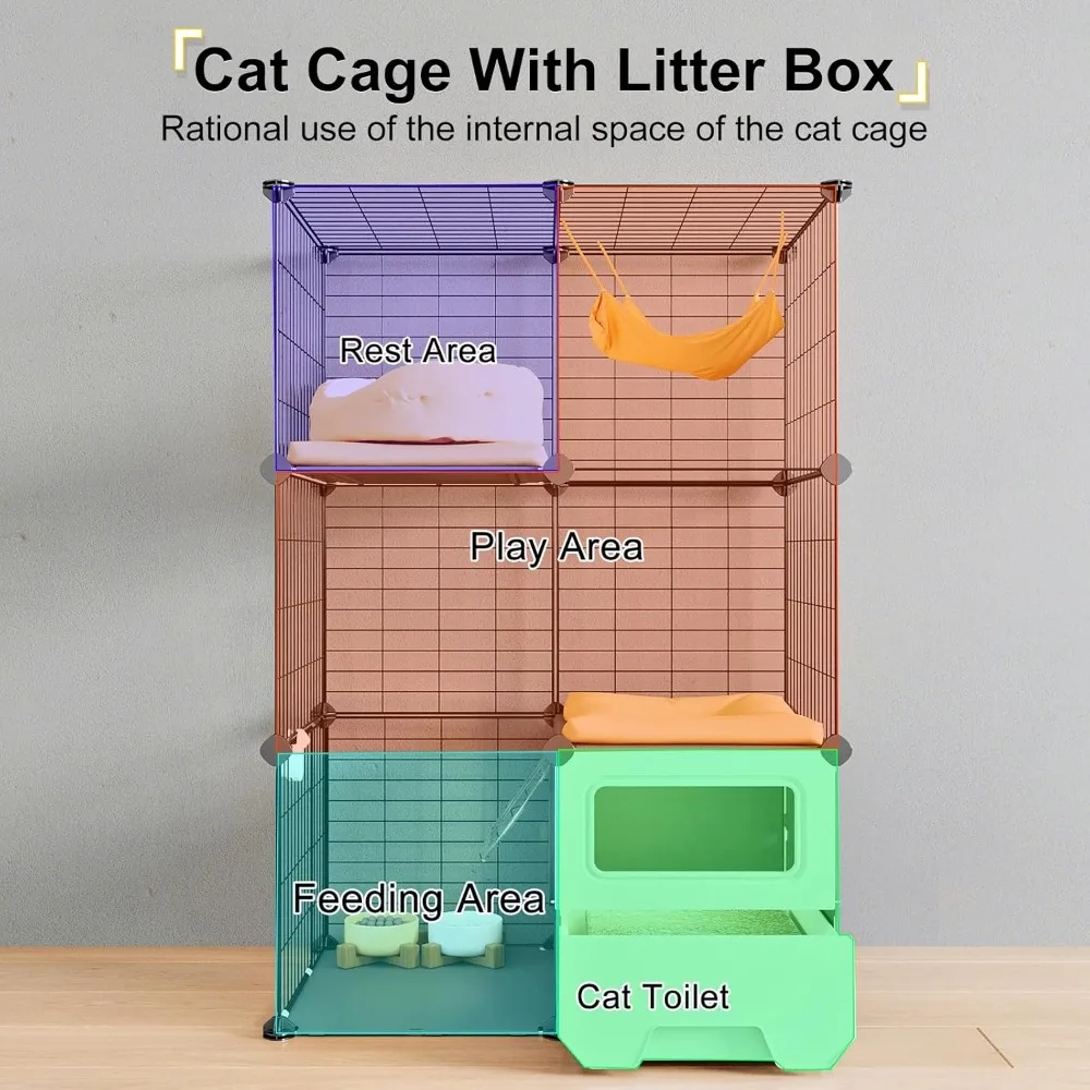 Cat Cage Indoor with Litter Box 3-Tier DIY Cat Playpen Detachable Metal Wire Kennel Crate Large Exercise Place Ideal
Cat Cage Indoor with Litter Box 3-Tier DIY Cat Playpen Detachable Metal Wire Kennel Crate Large Exercise Place Ideal