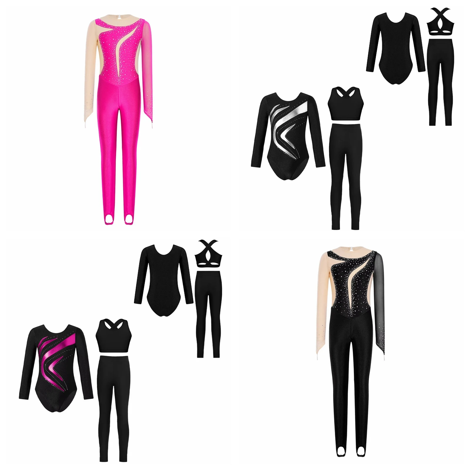 Girls Rhythmic Gymnastics Jumpsuit Teens Kids Mesh Patchwork Shiny Rhinestones Dance Bodysuit Childs Acrobatics Costumes
Girls Rhythmic Gymnastics Jumpsuit Teens Kids Mesh Patchwork Shiny Rhinestones Dance Bodysuit Childs Acrobatics Costumes