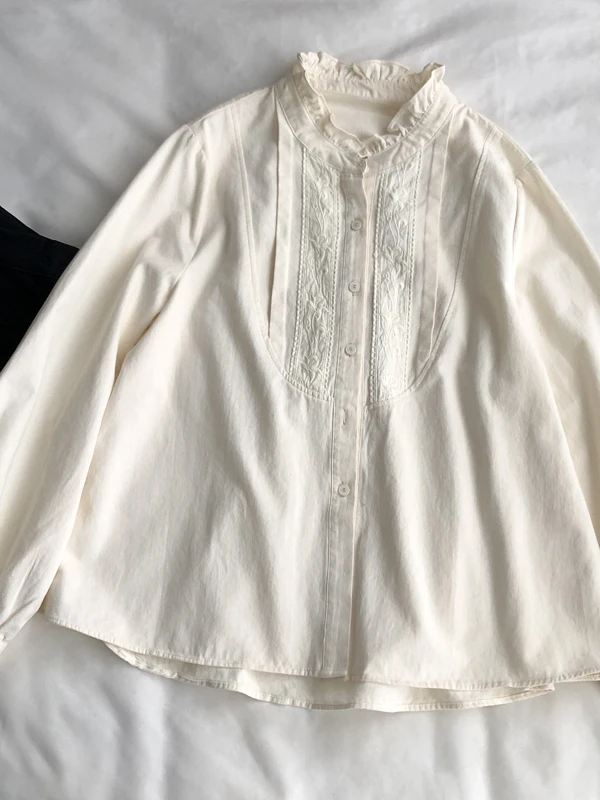Loose Cotton Long Sleeve Women's Shirt Embroidered Lace Collar Soft Peach Color Artistic Style Casual Wear Comfortable Fit
Loose Cotton Long Sleeve Women's Shirt Embroidered Lace Collar Soft Peach Color Artistic Style Casual Wear Comfortable Fit
