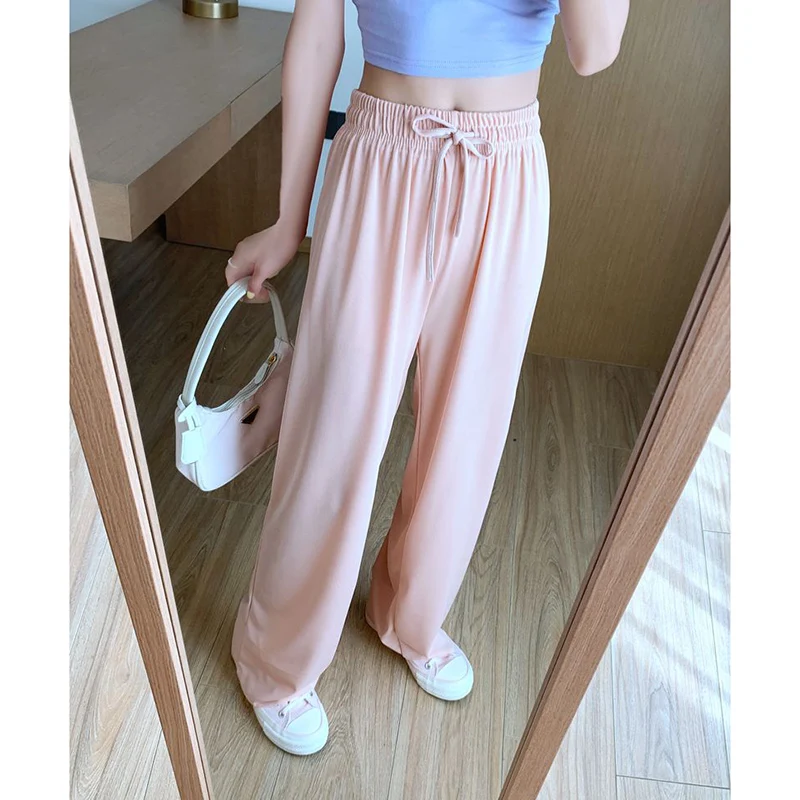 Female Solid Color Leisure Trousers Girls High Waist Baggy Thin Ice Silk Pants Women Ins Fashion Casual Straight Leg Pants
Female Solid Color Leisure Trousers Girls High Waist Baggy Thin Ice Silk Pants Women Ins Fashion Casual Straight Leg Pants