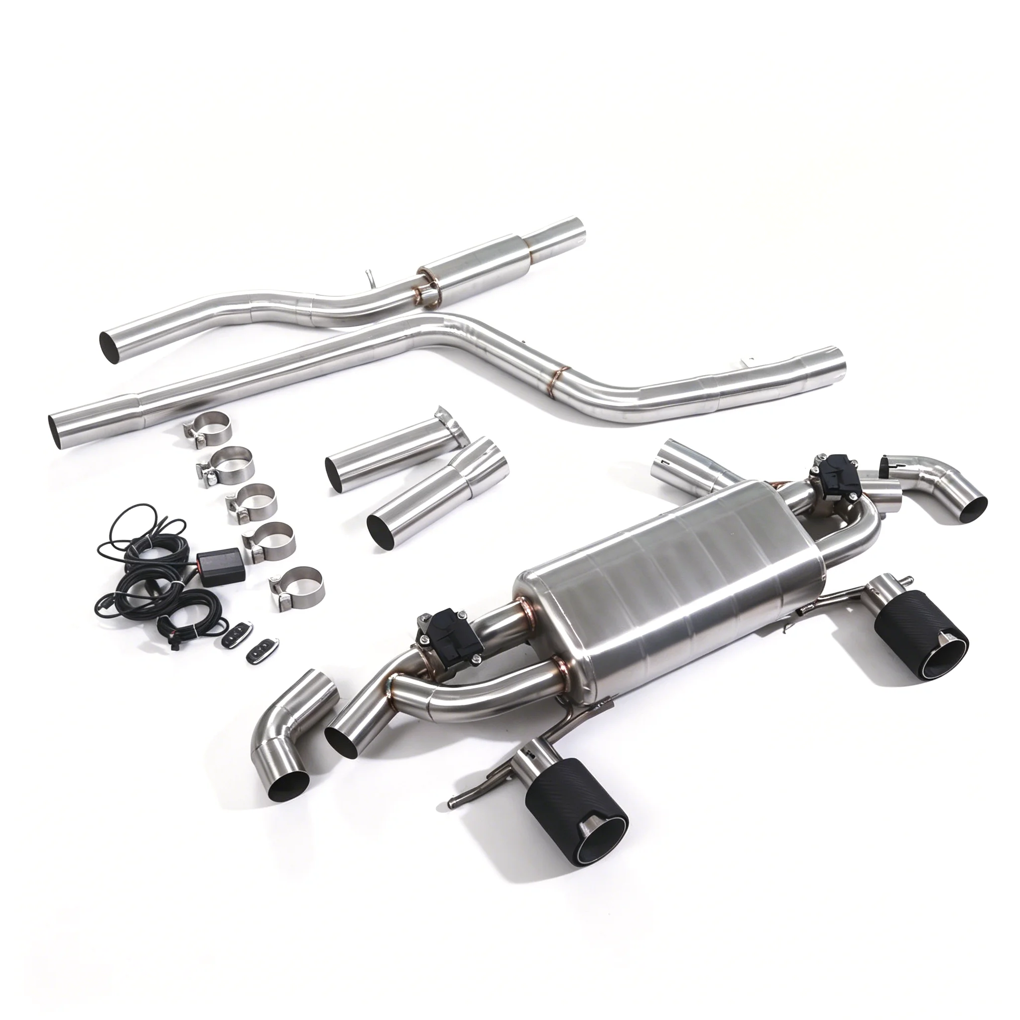 GFC Catback Exhaust Dual Valve Single Muffler Swallow-Tail Twin Outlet with II Logo for BMW 225i G42 2.0T B48 2022
GFC Catback Exhaust Dual Valve Single Muffler Swallow-Tail Twin Outlet with II Logo for BMW 225i G42 2.0T B48 2022
