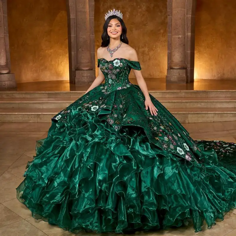 Черновато-зеленое платье Quinceanera с v-образным вырезом и открытыми плечами по индивидуальному заказу, многослойное платье с цветочной аппликацией, платья de 15, Quinceanera
Черновато-зеленое платье Quinceanera с v-образным вырезом и открытыми плечами по индивидуальному заказу, многослойное платье с цветочной аппликацией, платья de 15, Quinceanera 