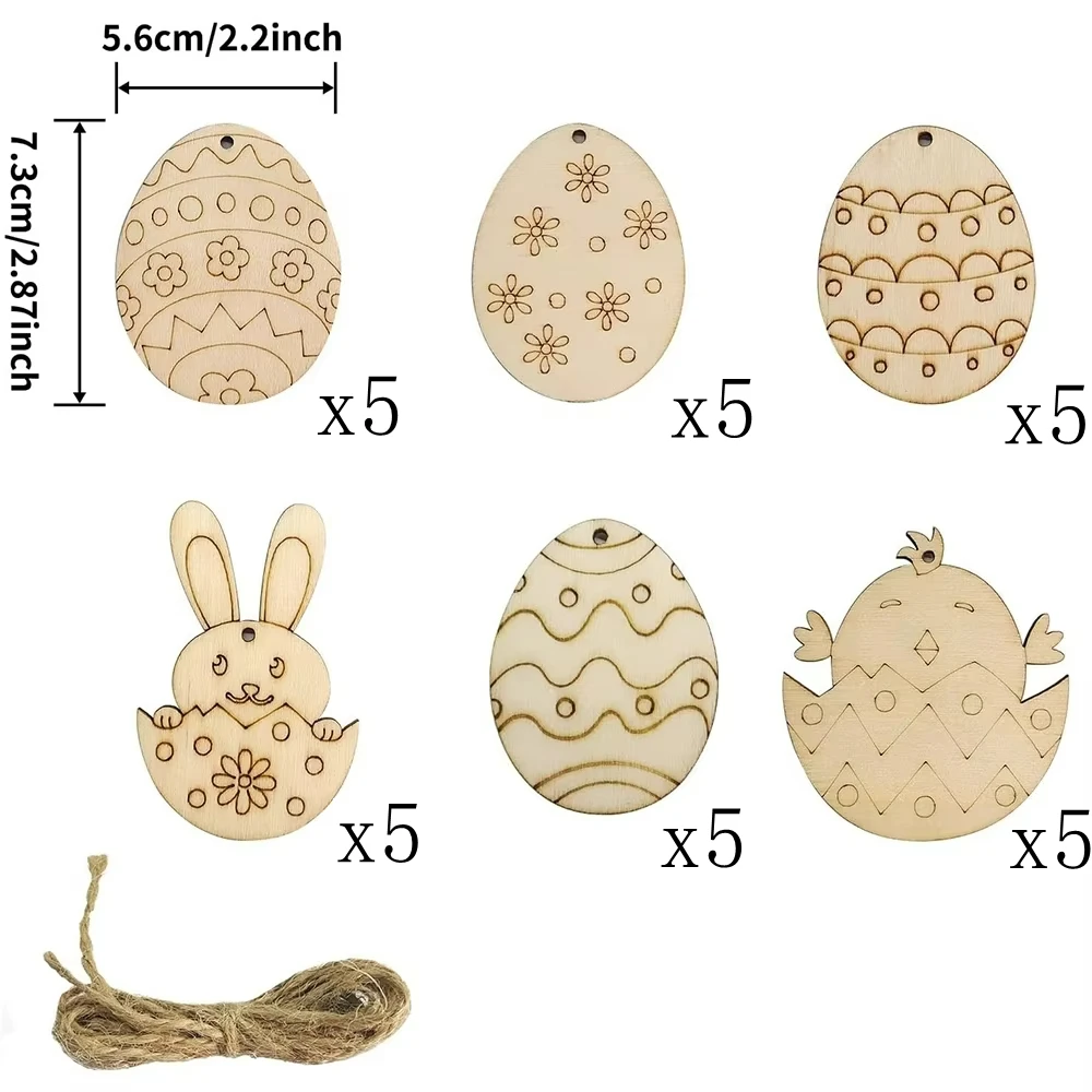 12-30pcs Wooden Rabbit Chick Pendants Creative Egg Hanging Ornament For Easter Home Party Decoration DIY Painting Gifts
12-30pcs Wooden Rabbit Chick Pendants Creative Egg Hanging Ornament For Easter Home Party Decoration DIY Painting Gifts