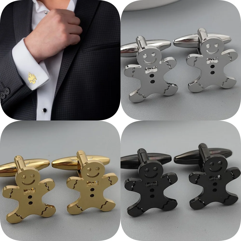 Punk style cute little man stainless steel 18K gold-plated cufflinks, silver French shirt buttons, suit wedding accessories
Punk style cute little man stainless steel 18K gold-plated cufflinks, silver French shirt buttons, suit wedding accessories