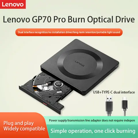 External Cd Lenovo Gp70 Pro Mobile Optical Drive External Cd/Dvd Drive USB 2.0 Ultra-Thin External Cd Drive Dvd-Rom Burner Drive for Desktop Computers Usb+Type-C Dual Interface