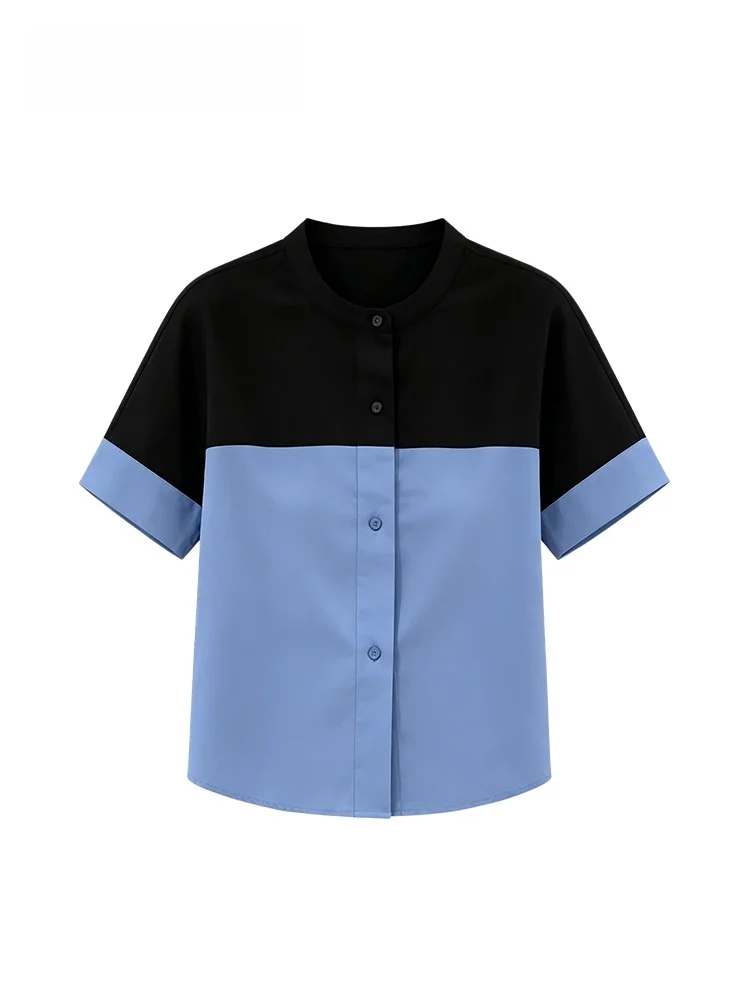 Loose Short Sleeve Shirt Women's plus Size Summer New Style Splicing Slimming Effect Cara CLUB Large Size Top
Loose Short Sleeve Shirt Women's plus Size Summer New Style Splicing Slimming Effect Cara CLUB Large Size Top