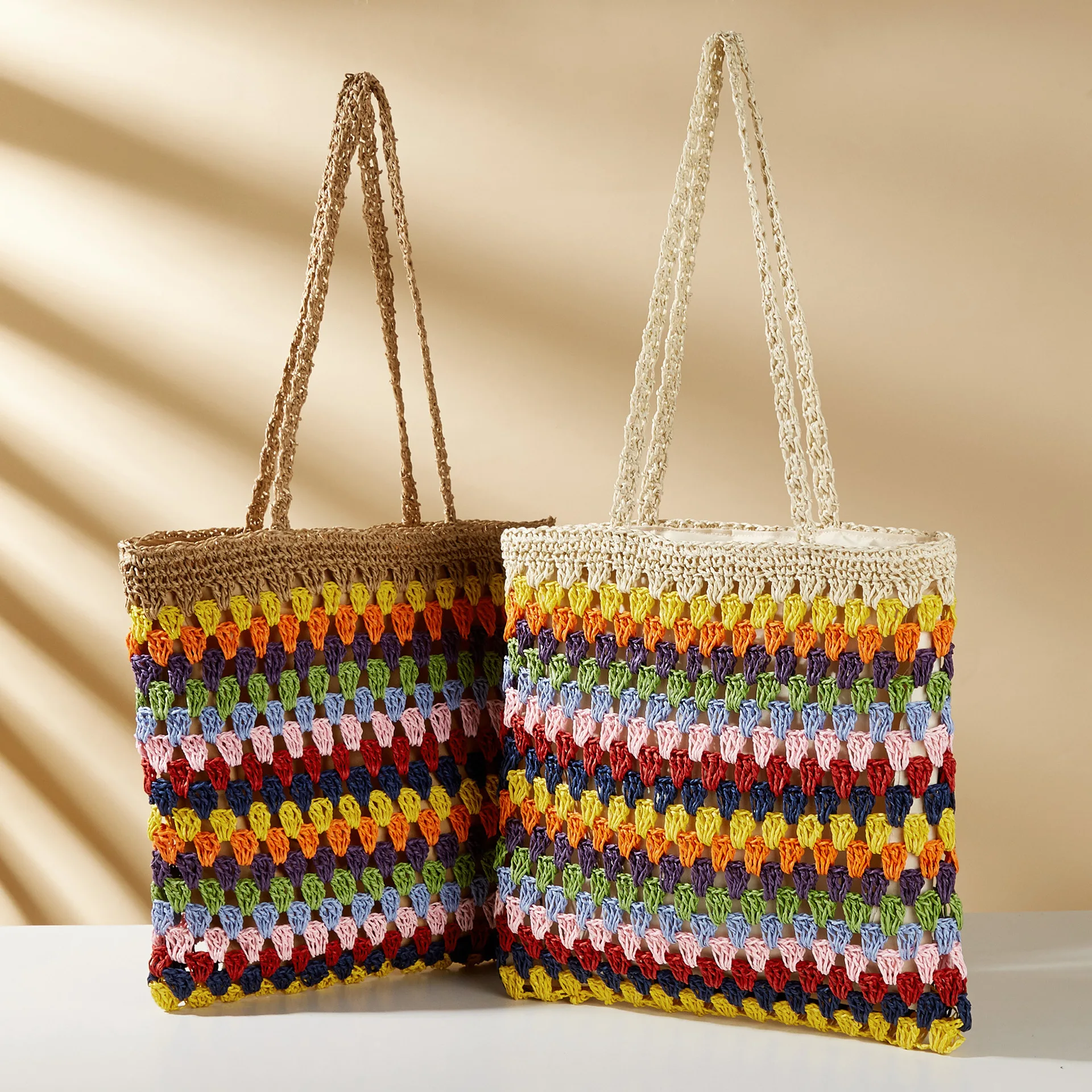 New Hand Woven Bag Grandmother Grid Beach Bag Colorful Crochet Straw Purse Shoulder Bag Fashion Retro Ethnic Style Colorful Bag
New Hand Woven Bag Grandmother Grid Beach Bag Colorful Crochet Straw Purse Shoulder Bag Fashion Retro Ethnic Style Colorful Bag
