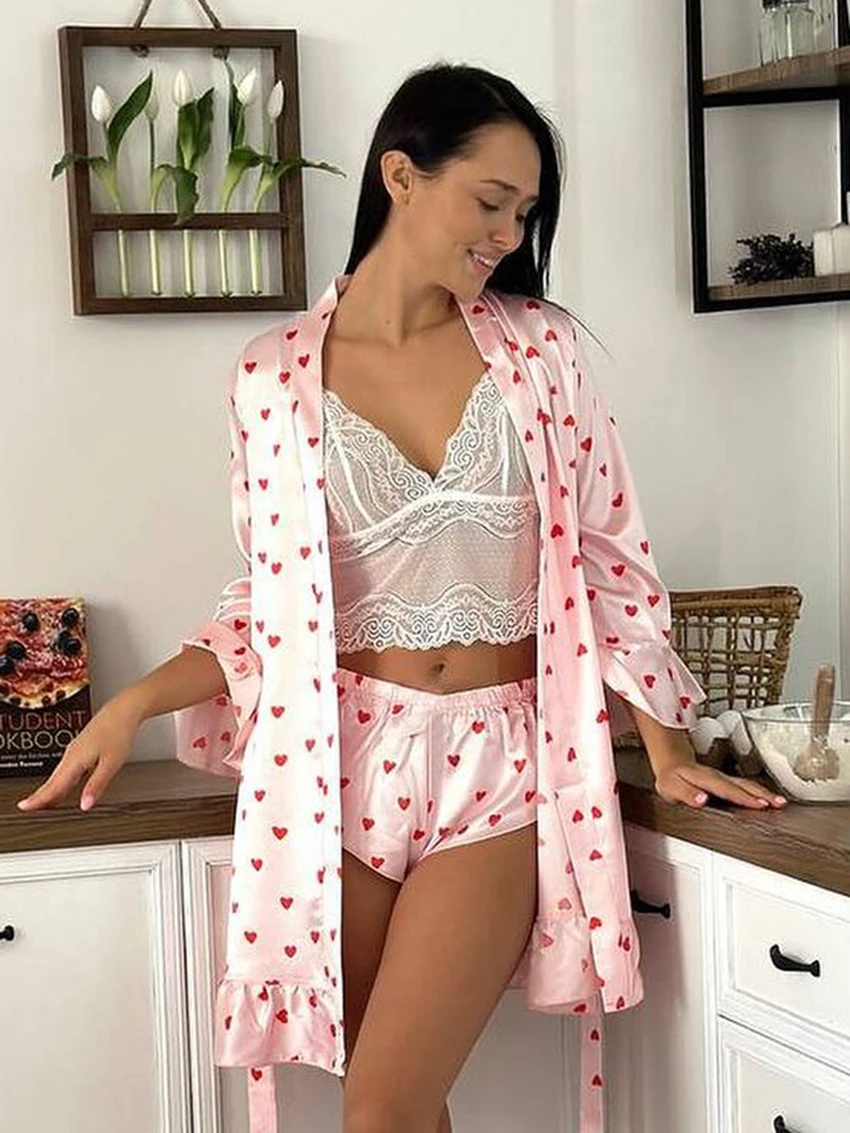 Marthaqiqi Printing Female Nightgown Suit V-Neck Pajamas Long Sleeve Sleepwear Lace Up Nightie Shorts Casual Women Nightwear Set
Marthaqiqi Printing Female Nightgown Suit V-Neck Pajamas Long Sleeve Sleepwear Lace Up Nightie Shorts Casual Women Nightwear Set