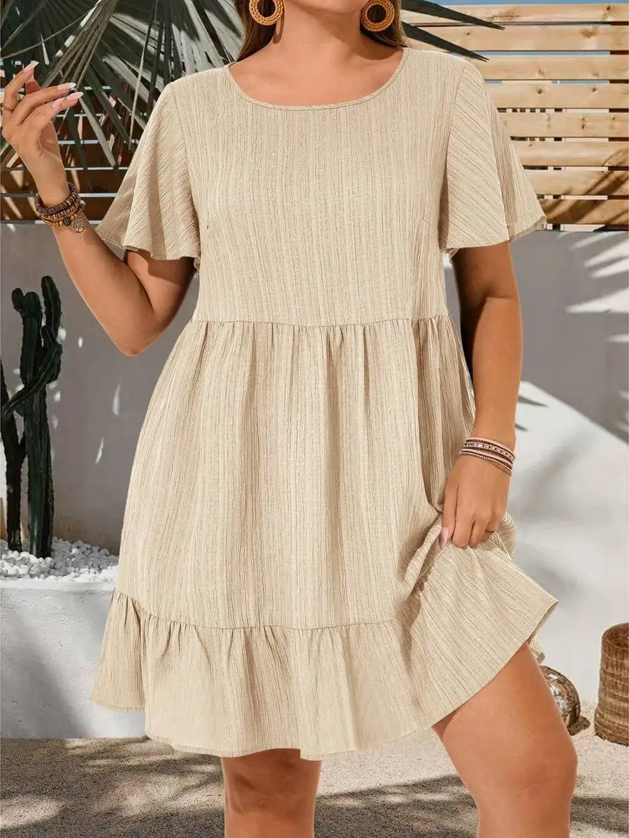 Plus Size Casual Solid Short Sleeve Ruffle Dress For Women Summer Beach Bohemian Outfit
Plus Size Casual Solid Short Sleeve Ruffle Dress For Women Summer Beach Bohemian Outfit