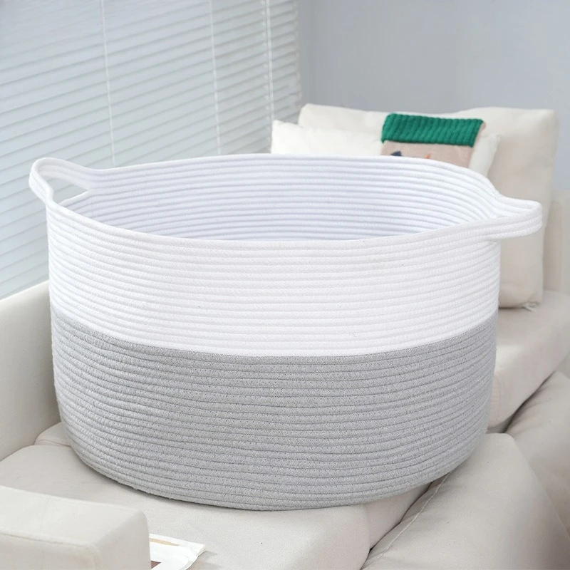 Современная простая корзина для хранения из хлопковой нити, плетеная корзина из хлопкового каната в стиле колор-блок, большая корзина для грязного белья для дома и спальни
Современная простая корзина для хранения из хлопковой нити, плетеная корзина из хлопкового каната в стиле колор-блок, большая корзина для грязного белья для дома и спальни