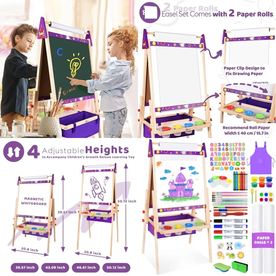 Art Easel for Easel for Toddlers, Adjustable Standing Wooden Toddler Easels Kid Whiteboard Chalk Board Dry Erase Board, Art Eas
Art Easel for Easel for Toddlers, Adjustable Standing Wooden Toddler Easels Kid Whiteboard Chalk Board Dry Erase Board, Art Eas