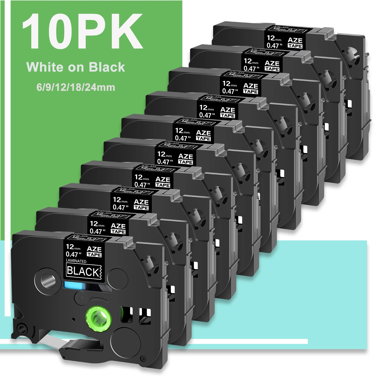 CRUXER 10Pcs White on Black Label Compatible for Brother TZe 335 6/9/12/18/24mm Laminated Ribbon Tape for P-touch Label Printers
CRUXER 10Pcs White on Black Label Compatible for Brother TZe 335 6/9/12/18/24mm Laminated Ribbon Tape for P-touch Label Printers
