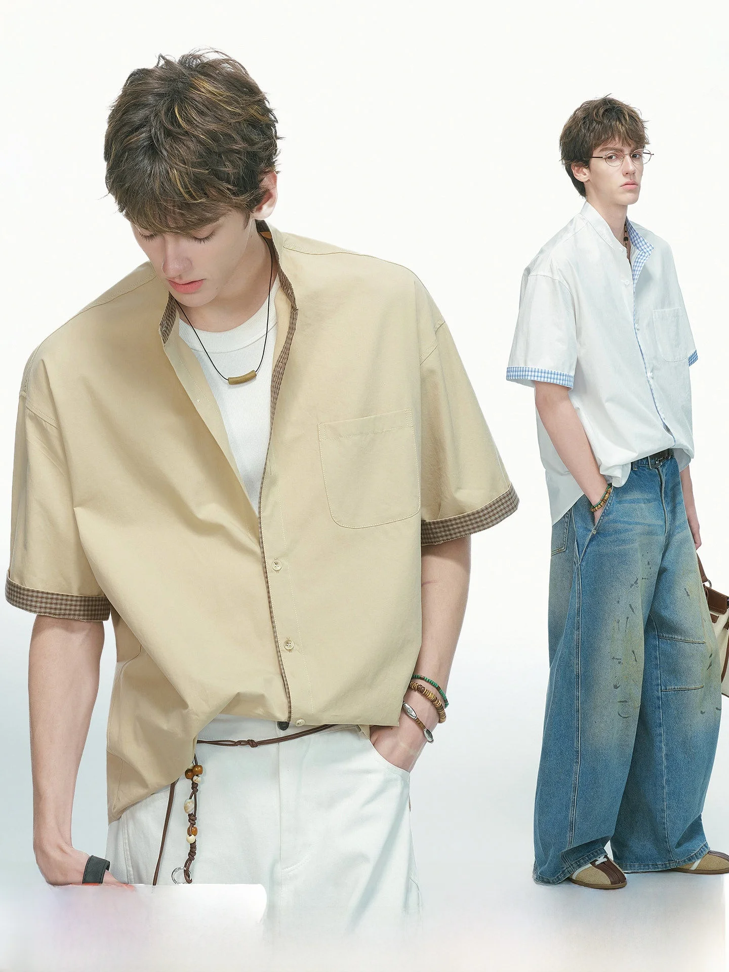 Dream Made Men's Summer Short Sleeve Plaid Shirt Henry Collar White Cotton Breathable Comfortable Youth Fashion Commute Style
Dream Made Men's Summer Short Sleeve Plaid Shirt Henry Collar White Cotton Breathable Comfortable Youth Fashion Commute Style