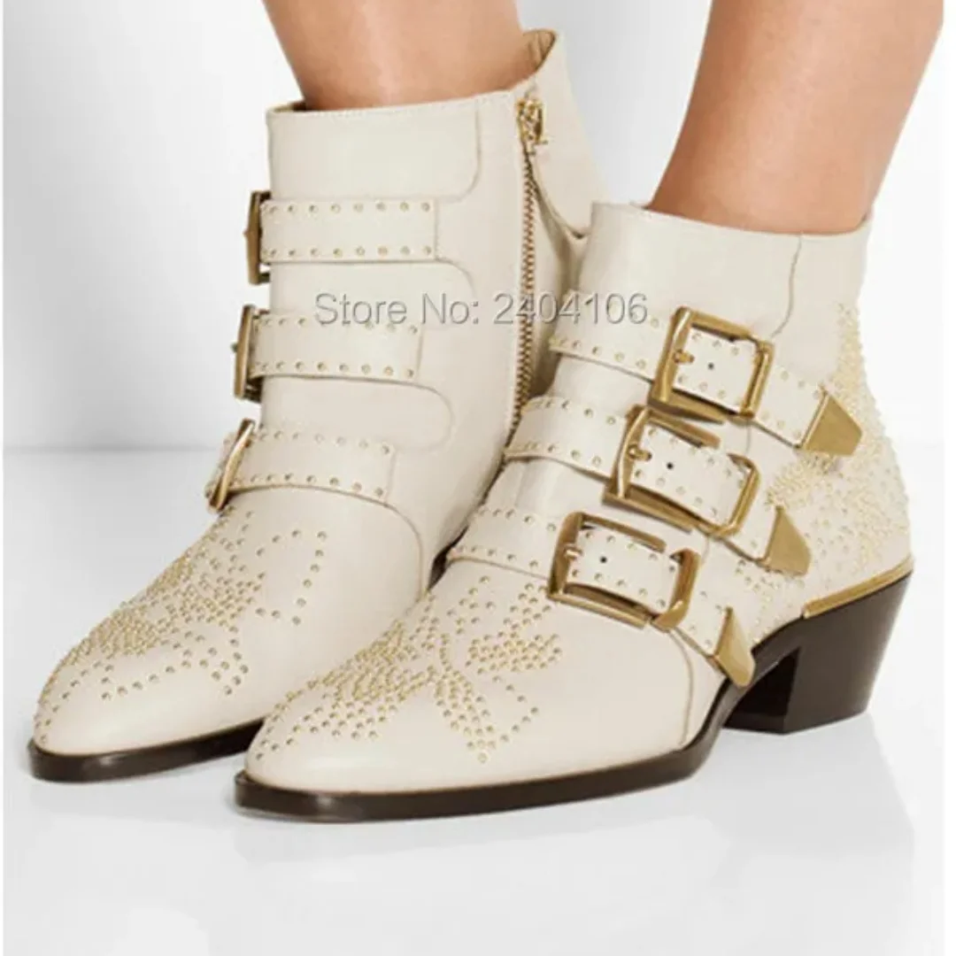 Leather/Suede Celebrity Susanna Shoes Woman Buckle Strap Rivet Studded Ankle Boots Women Chunky Heels Motorcycle Botas Dropship
Leather/Suede Celebrity Susanna Shoes Woman Buckle Strap Rivet Studded Ankle Boots Women Chunky Heels Motorcycle Botas Dropship
