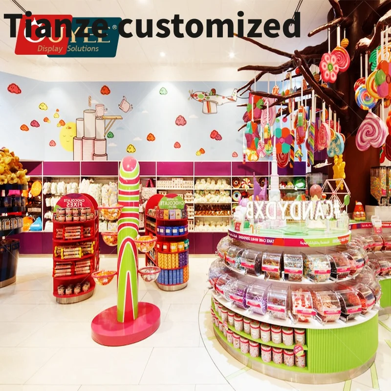 Customized-shopping mall custom fashion sweet display counter showcase store decor candy shop interior design
Customized-shopping mall custom fashion sweet display counter showcase store decor candy shop interior design