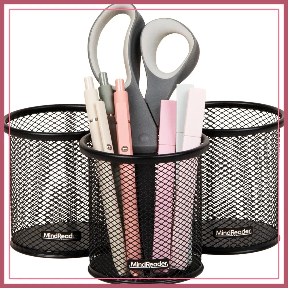 Desktop Mesh Pen Holder Set of 3, 3.5x3.5x3.75in, Black Office Organizer
Desktop Mesh Pen Holder Set of 3, 3.5x3.5x3.75in, Black Office Organizer
